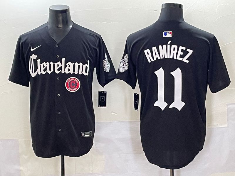 Men 2025 Cleveland Indians #11 Ramirez Black Five generations Joint Name Nike MLB Jersey style 12->cleveland indians->MLB Jersey